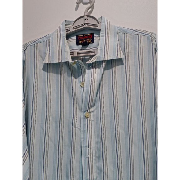 Vintage Cremieux 1971 Striped Button-Down Shirt XL 100% Cotton Blue White Long S - Picture 4 of 15